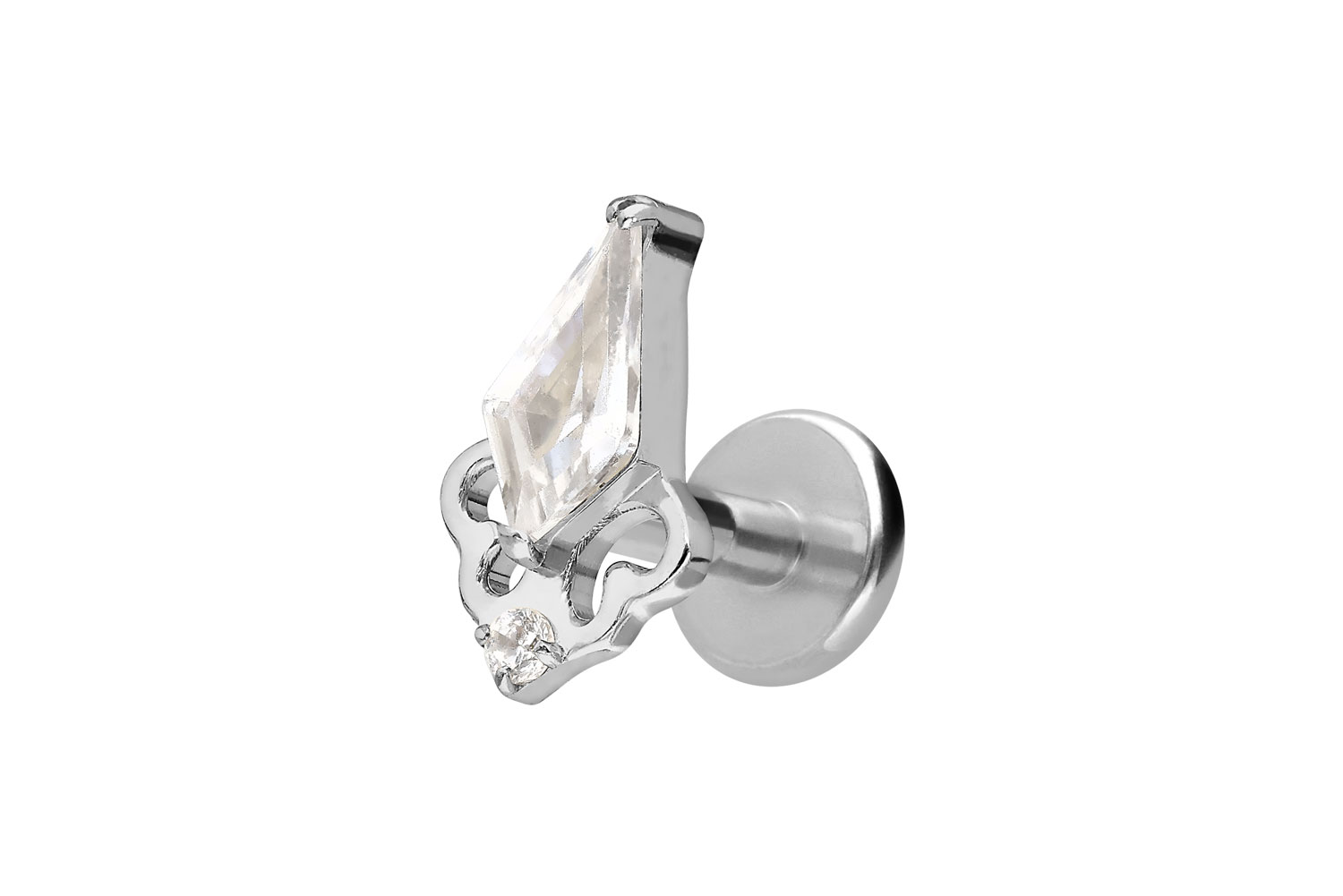 Titan Labret Piercing mit Innengewinde KRISTALLSCHILD